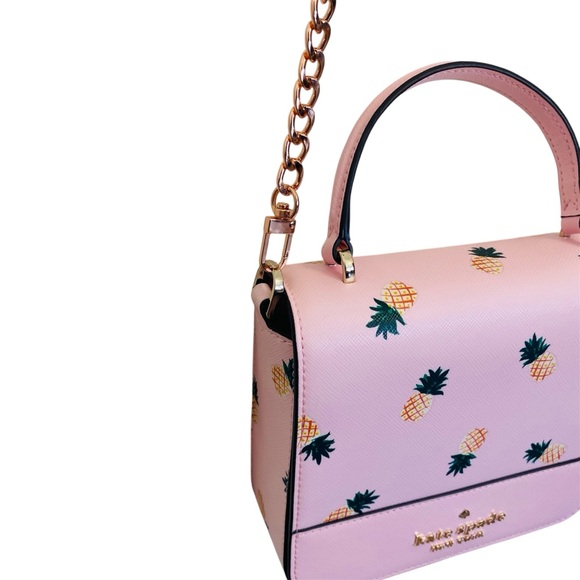 Kate Spade Staci Square Pineapple Crossbody Pink Multi Saffiano - Picture 4 of 13